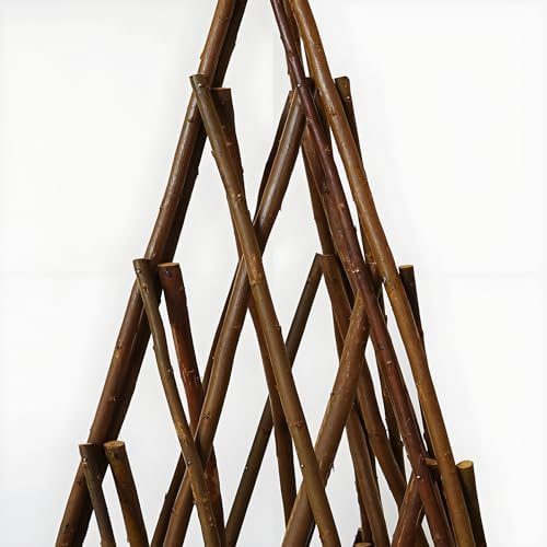 expandable teepee willow fence, teepee trellis pyramid plant on a desk or shelf