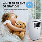 whynter portable air conditioner, 10,000 btu, dehumidifier fan on a desk or shelf