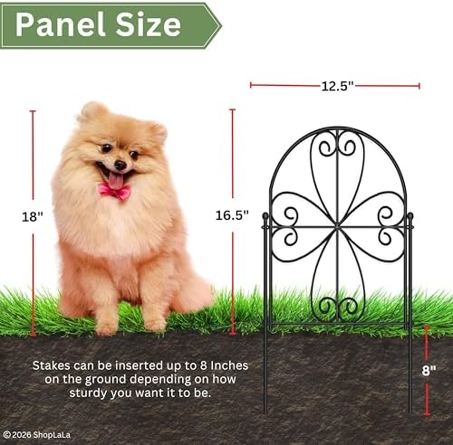 shoplala garden fence (20 panels) 12.5inx16.5in decorative metal, side view