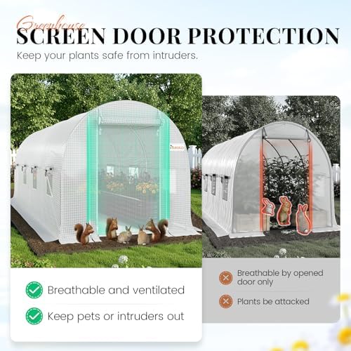 king bird premium 15x7x7ft greenhouse for outdoors, galvanized, close-up detail