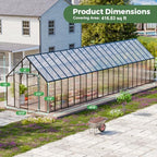 cdcasa 40x10x10 ft polycarbonate greenhouse for outdoors w/9, front angle view