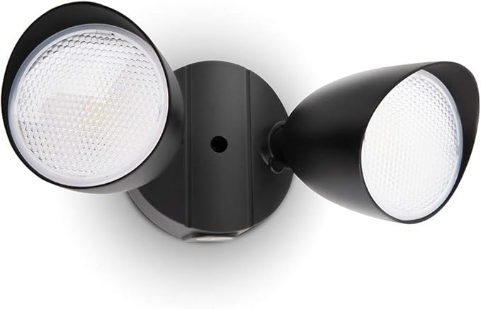 LUTEC 6222B-D2D 3500 Lumen 32 Watt Dusk to Dawn Dual-Head Flood Light Outdoor Waterproof Exterior Security Floodlight Light, Full Metal Design for Patio, Garden, Yard-Black