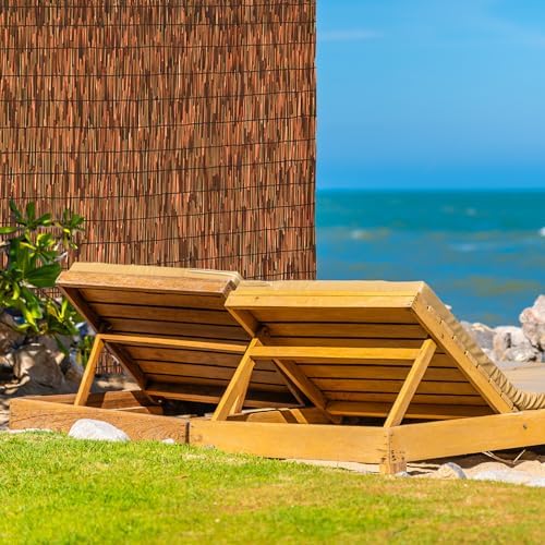 brown 6ft x16.4ft reed fencing roll bamboo privacy, front angle view