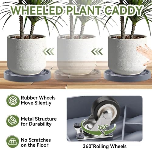 plant caddy with hidden wheels 13.5 inch heavy, close-up detail