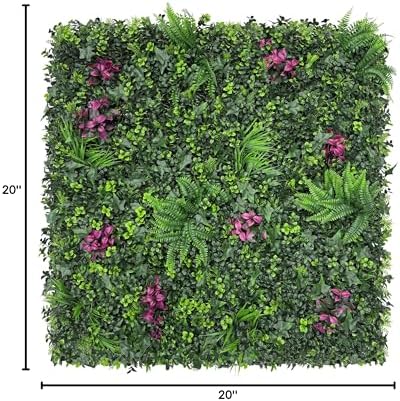 faux greenery grass wall boxwood plant panel: 20"x20"(4, front angle view