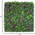 faux greenery grass wall boxwood plant panel: 20"x20"(4, front angle view