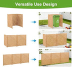 3-panel outdoor air conditioner fence screen, outside wood, front angle view