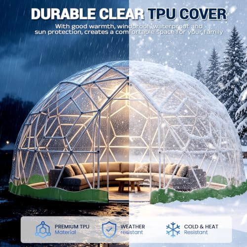 10.5ft garden dome tent, geodesic dome greenhouse with shown in use
