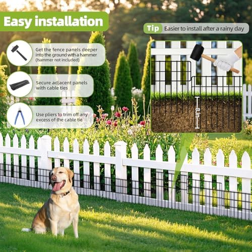 30panels garden fence animal barrier, 13in(h) x 30ft(l), side view