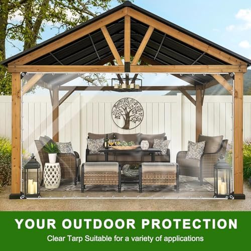 clear tarp 8x16ft heavy duty waterproof, 14 mil, close-up detail