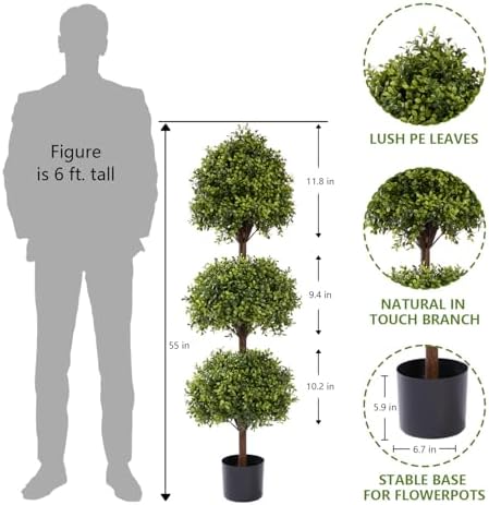 the bloom times 55" tall artificial boxwood triple shown in use