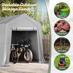aoxun 6x8x7 ft outdoor portable storage shed tent on a desk or shelf