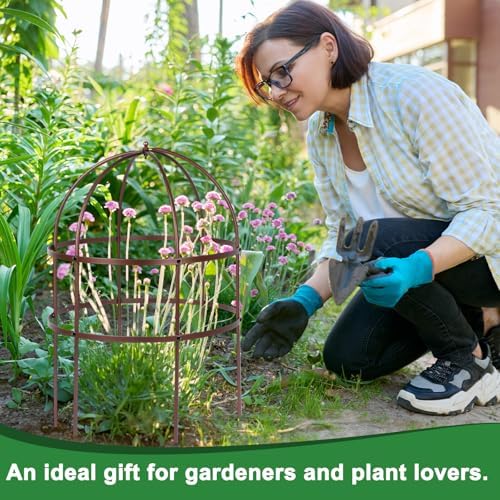 jardin bird cage plant support 24" h large showing dimensions