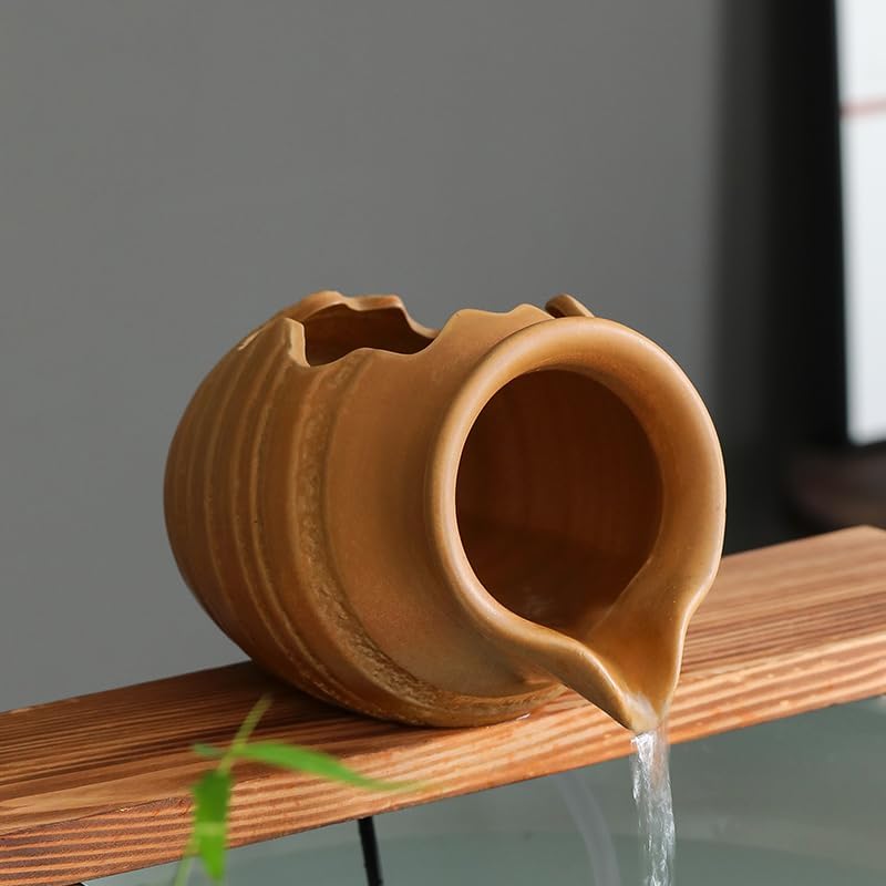 Outdoor Garden Fountain Spitter Pond Water Feature Pump DIY Ceramic Pot Decoration (5.3 inch Color 3)