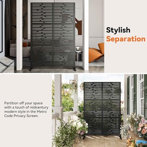 modern shade 4x6 ft metal privacy screen with, side view