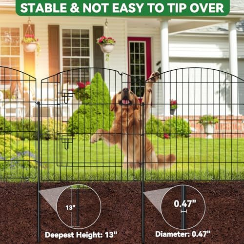 10 panel no dig garden fence with gate, side view