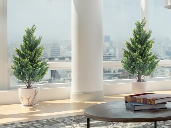 3ft tall artificial cedar topiary trees set of, view 9