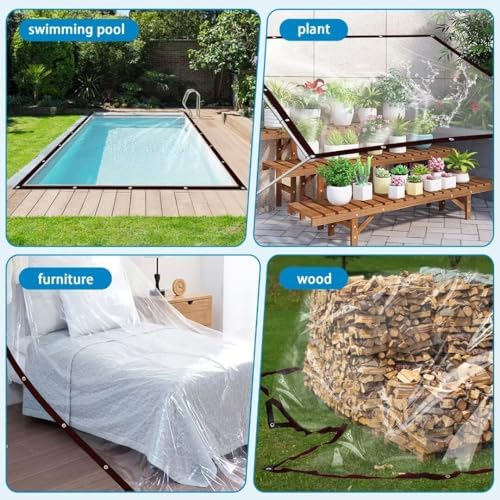 clear tarp heavy duty waterproof,90% transparent with grommets on a desk or shelf