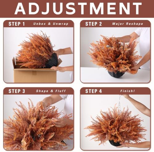 2 set artificial fall ferns hanging plants for showing dimensions