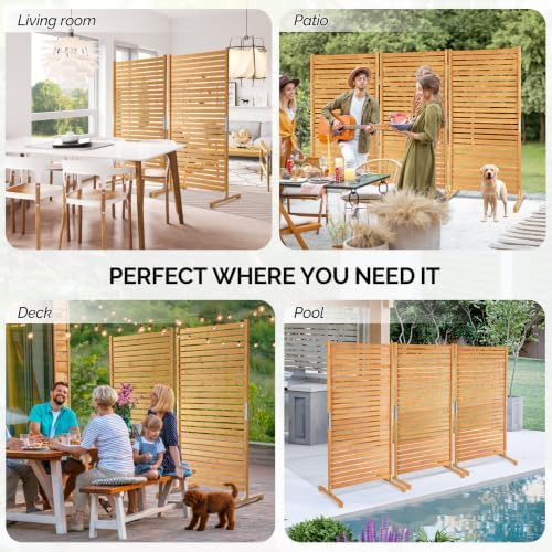 vingli 74" x 36" wooden privacy fence for, front angle view