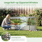giantex raised garden bed w/greenhouse cover, outdoor oval, front angle view