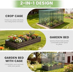 docred crop cage with raised garden bed, 84.6", close-up detail