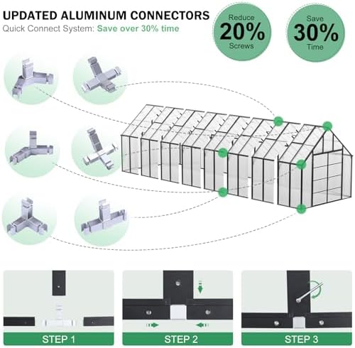 10x32 ft polycarbonate greenhouse large heavy duty aluminum shown in use