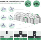 10x32 ft polycarbonate greenhouse large heavy duty aluminum shown in use