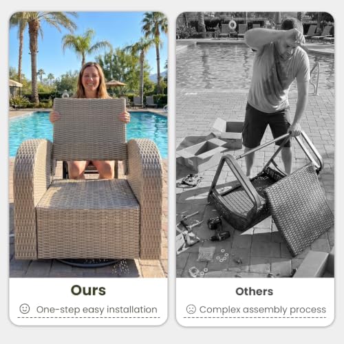 layinsun oversized wicker outdoor swivel glider recliner with on a desk or shelf