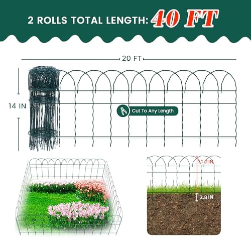 proworx green small garden fence border curve wire, side view