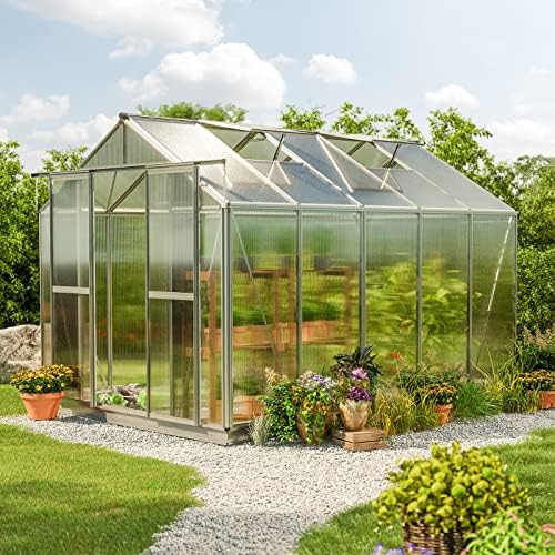 spahir 5 8.5x10.6 ft walk in greenhouse shown in use