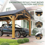 jocisland 12x24x9.5 ft cedar wood carport with galvanized on a desk or shelf