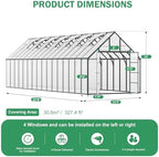 cdcasa 10x32x10 ft greenhouse for outdoors, extra large, front angle view