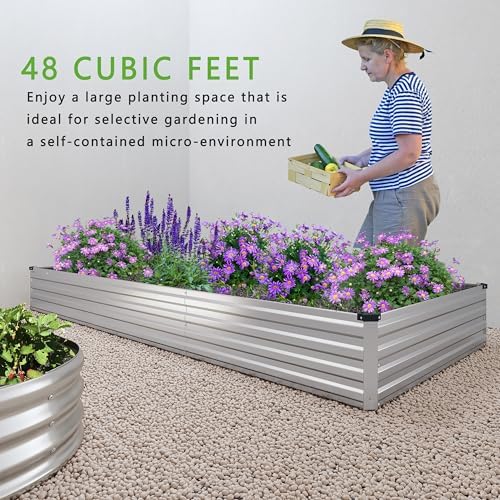diiyiv 2pcs 12x4x1ft galvanized raised garden bed kit,vegetable, package contents
