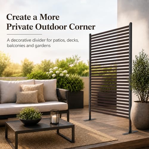 otosunny metal outdoor privacy screen freestanding, 36" w, front angle view