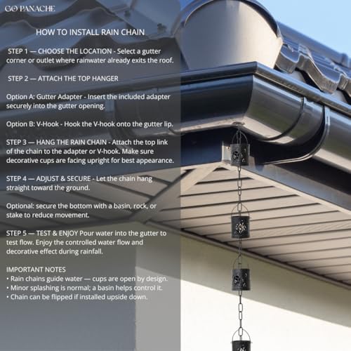 8.5 ft rain chain with 12 aluminum cups, close-up detail