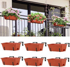eteli railing planter box 6 pack balcony planters, front angle view