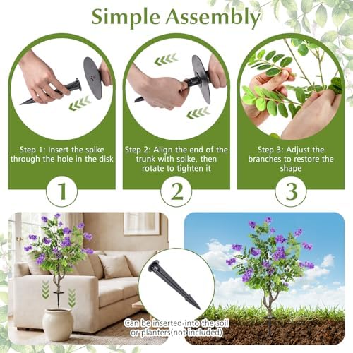 goplus 2 pack artificial locust flower trees, 39”, side view