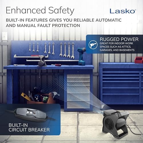 lasko pivoting high velocity portable utility fan showing dimensions