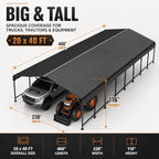 20x40 ft heavy duty metal carport with reinforced shown in use