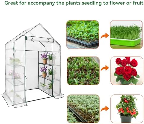 heyfurni walk in greenhouse with 3 tier 6 shown in use