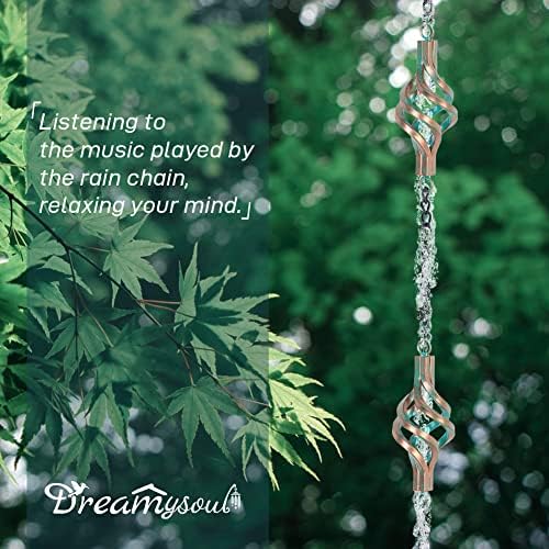 dreamysoul 9.7ft rain chain, iron rain chain for showing dimensions
