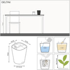 Lechuza 14903 Deltini Self-Watering Planter for Indoor and Outdoor Use, 6" x 6" x 7", Charcoal