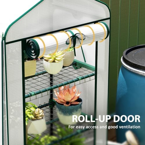 outsunny 4 tier mini greenhouse w/ screen roof, package contents