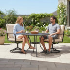 Patio Swivel Chairs Set of 2 Outdoor Swivel Chairs, Beige | Thickened Cushions, All Weather Metal Frame, Comfort Outdoor Height, Sturdy Stable Base, for Garden Lawn Porch, Easy to Clean