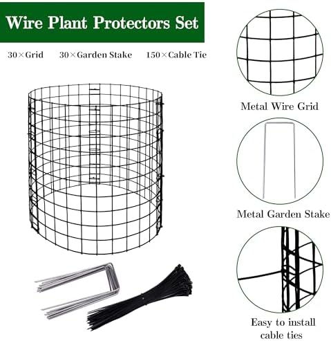 10 packs wire plant protector from animals, metal, close-up detail