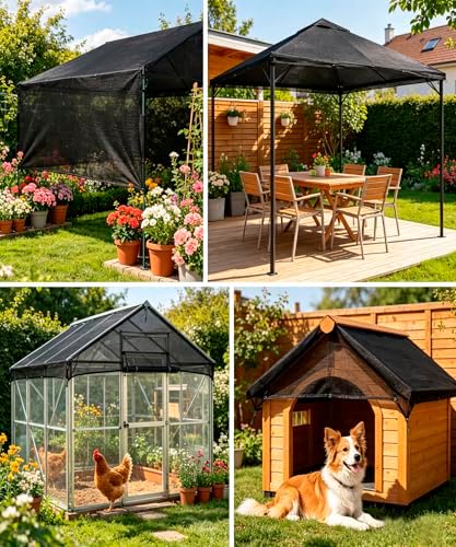 e.share 40%-50% black garden shade cloth,12x20ft mesh tarp, close-up detail