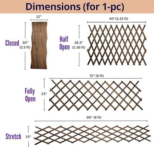shoplala wooden trellis garden fence (2 pack, 12ft, close-up detail