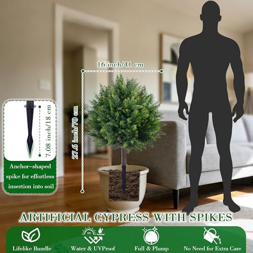 27.6'' artificial cedar topiary ball trees (2 pack), package contents