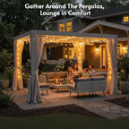 10x12ft aluminum outdoor louvered pergola with screens &, front angle view
